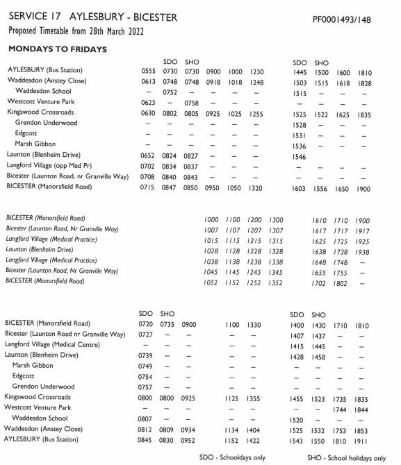 Monday To Friday Timetable Above